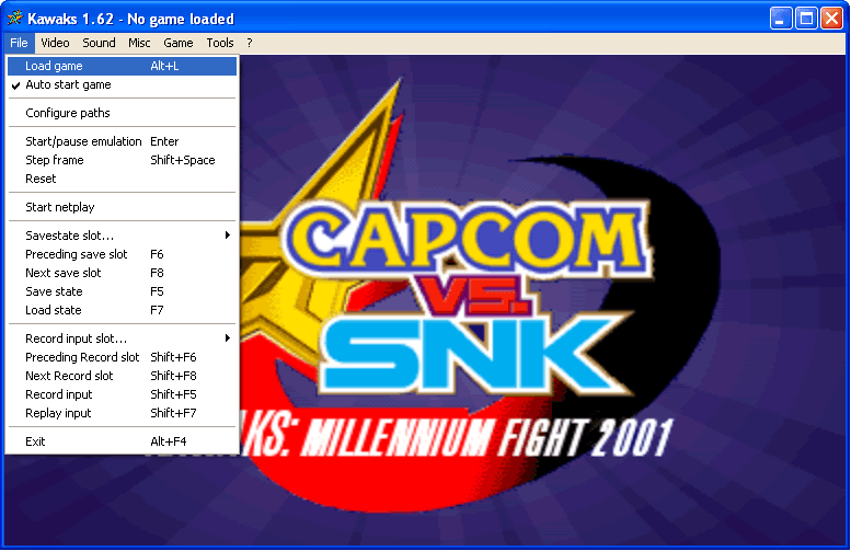 Load Roms: File Menu. Load Roms: File Menu.