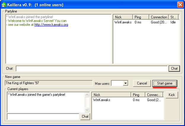 Start NetPlay: Kaillera Server. Start NetPlay: Kaillera Server.